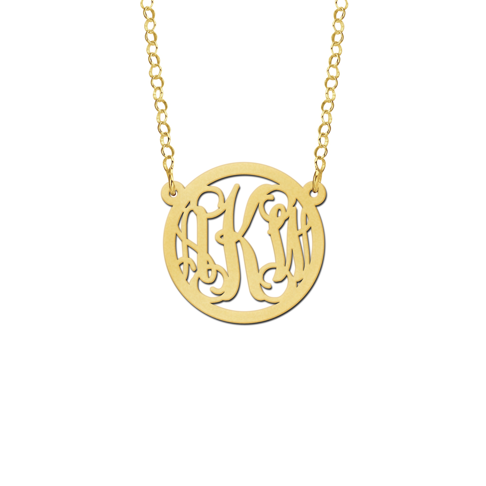 Gold Monogram Necklace with Chain, Small