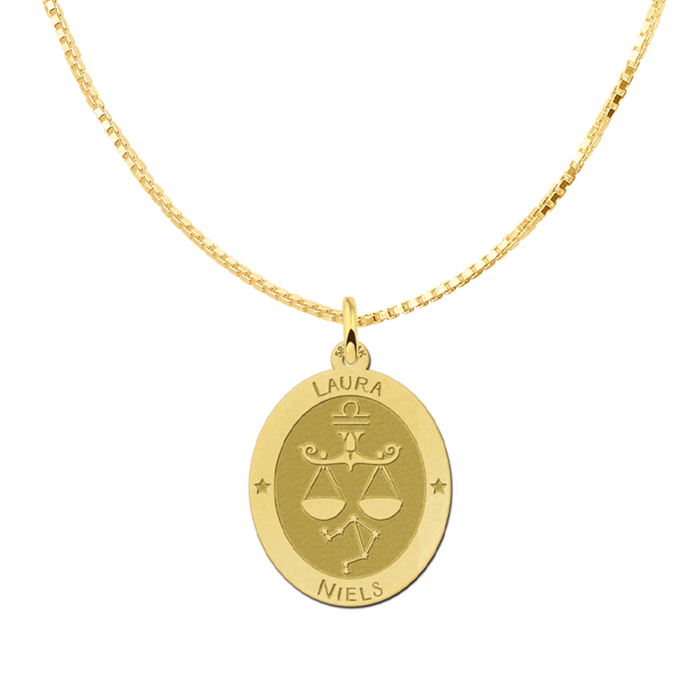 Golden oval zodiac pendant Capricorn