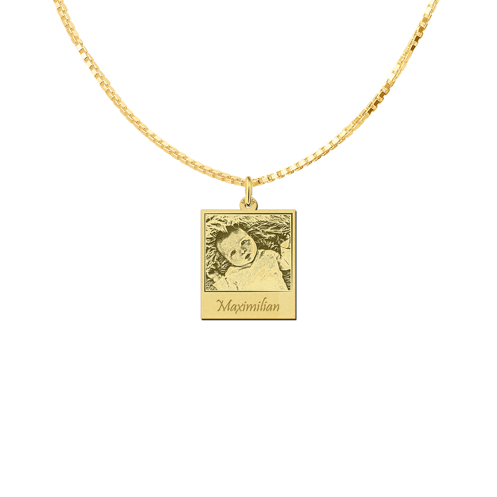 Golden polaroid photo-pendant