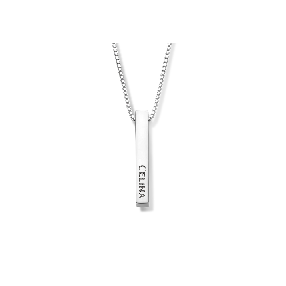 Sterling silver bar pendant with engraving on 4 sides
