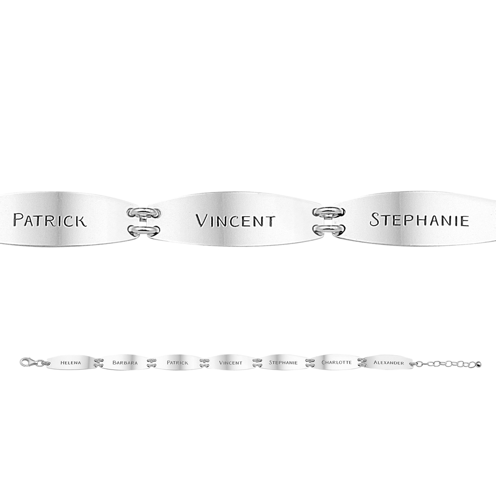 Silver bracelet with 7 names