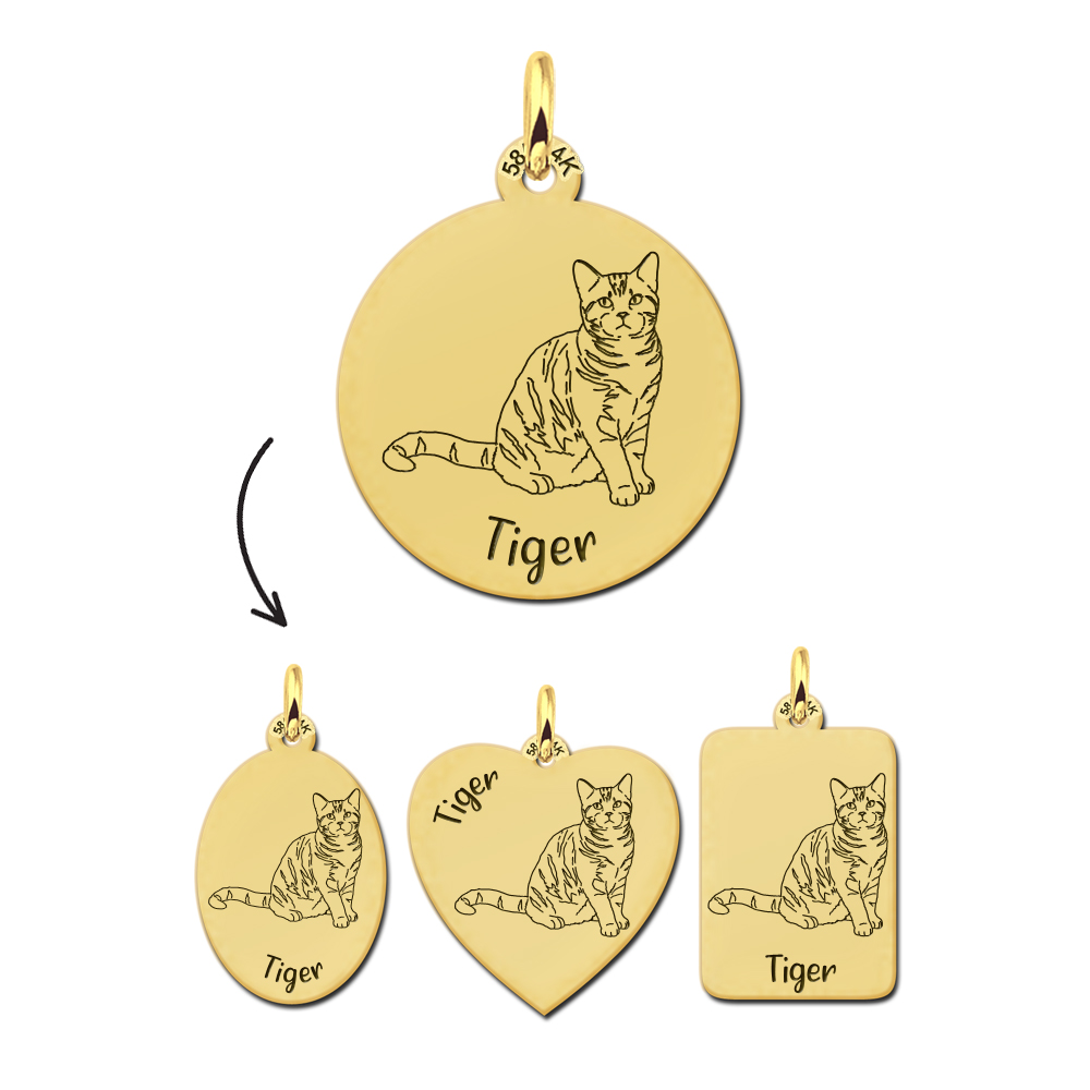 Gold cat pendant American Shorthair