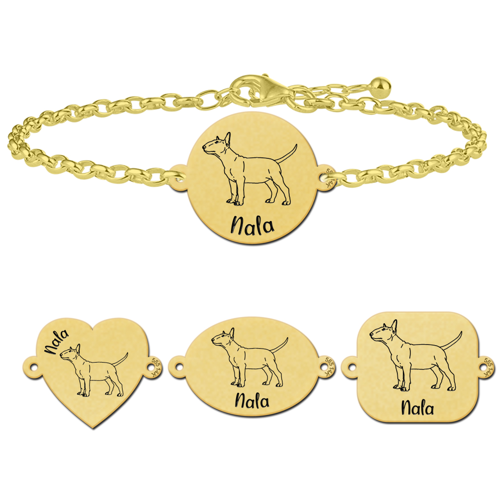 Gold bracelet with dog Bull Terrier