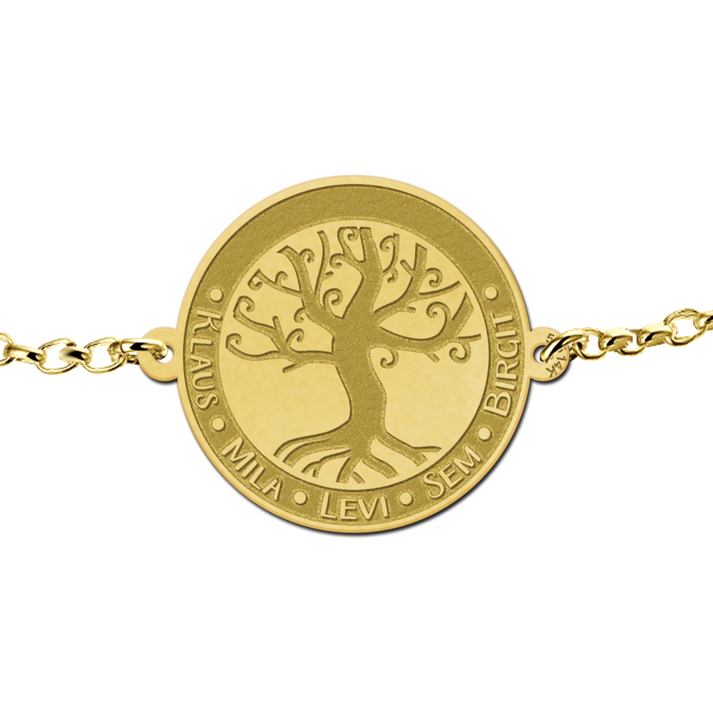 Golden tree of life bracelet with engraving