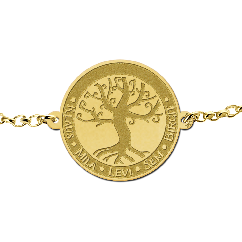 Golden tree of life bracelet with engraving