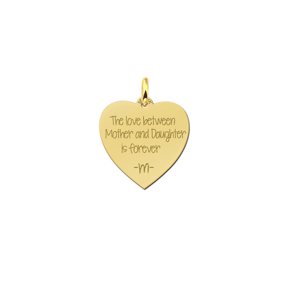 Golden Heart Pendant Engraved with Text