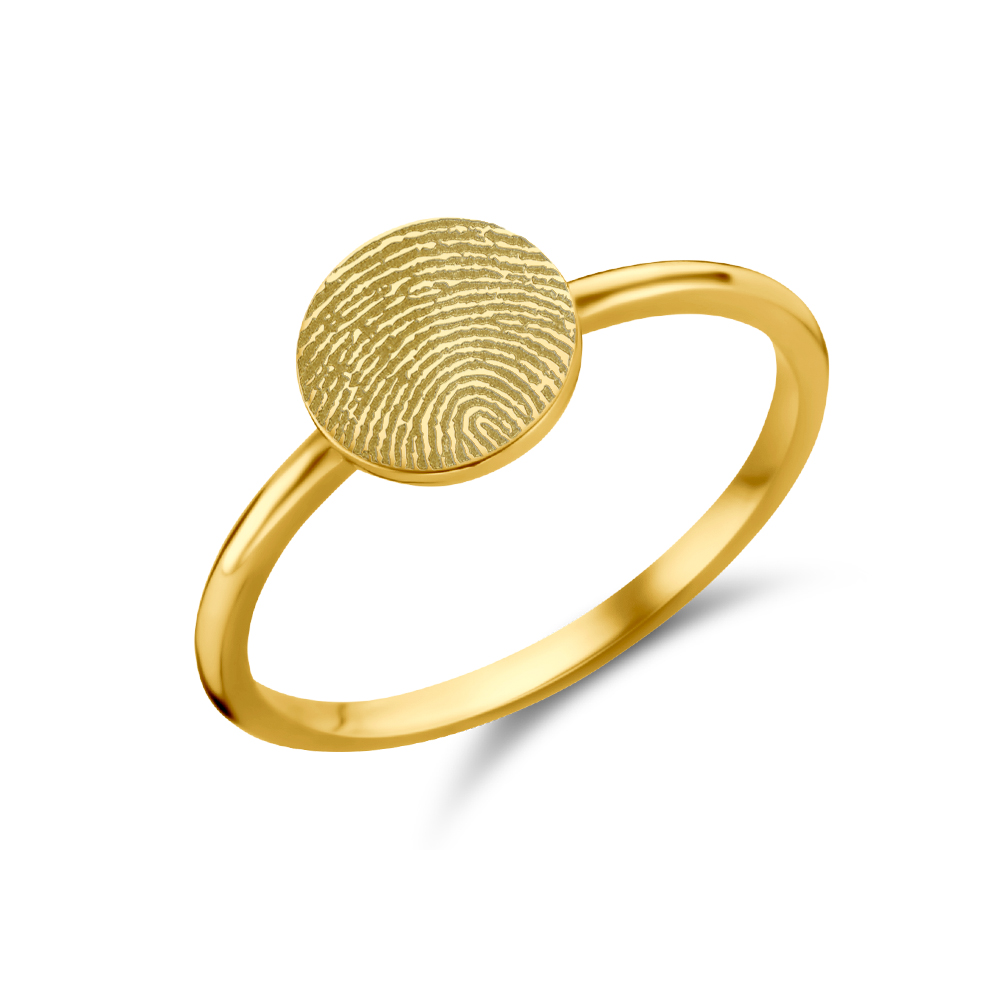 Gold signet ring disc with fingerprint