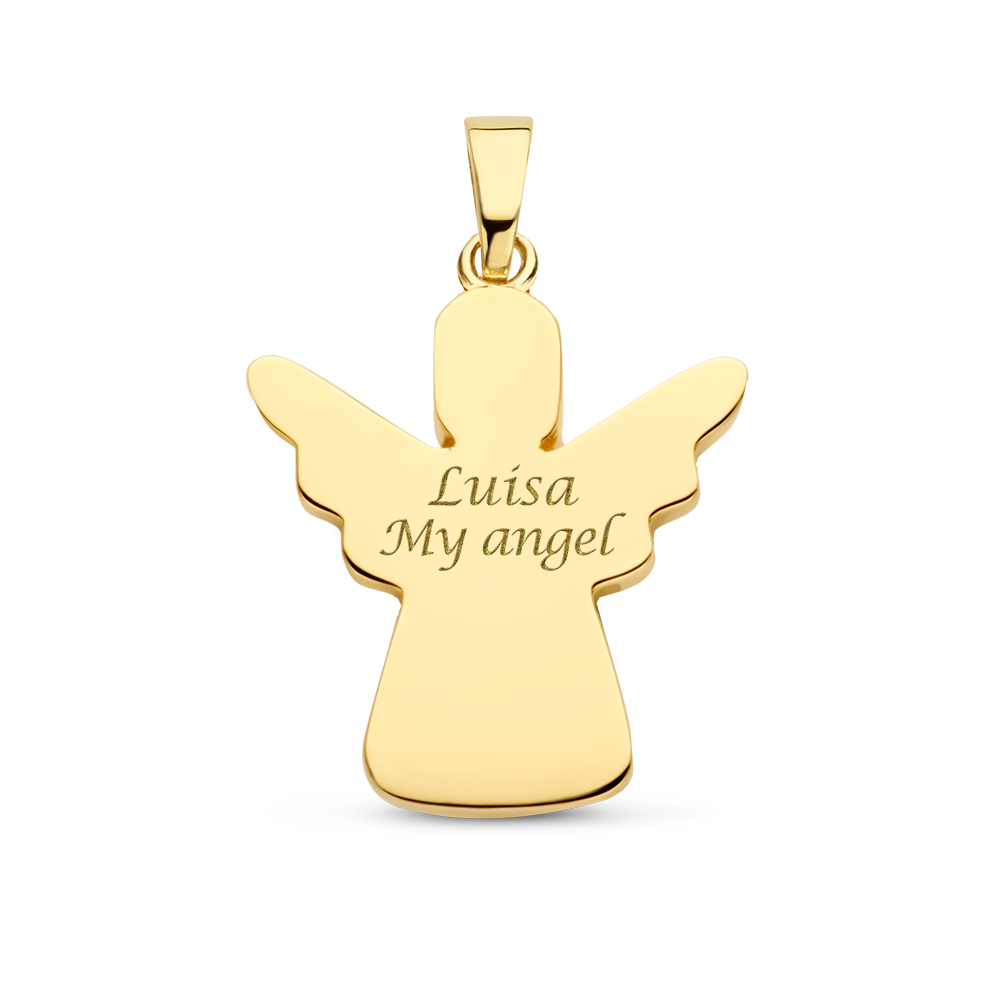 Gold ash pendant in shape of an angel