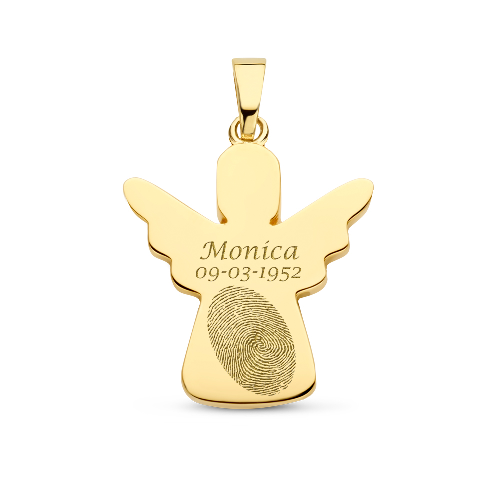 Gold ash pendant in shape of an angel