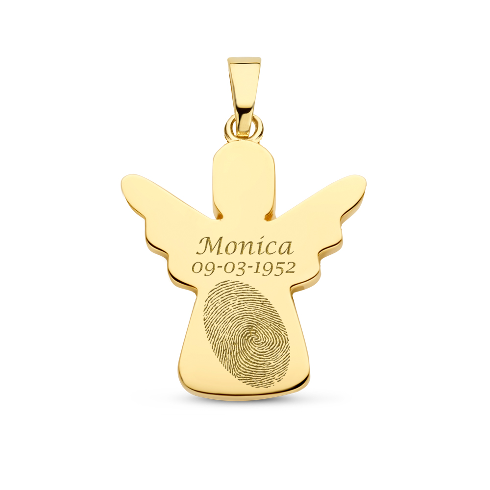 Gold ash pendant in shape of an angel