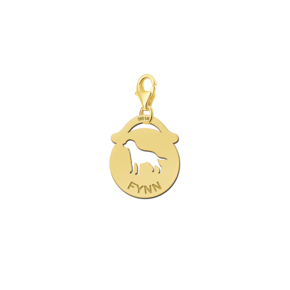 Gold Animal Charm, Round Dog