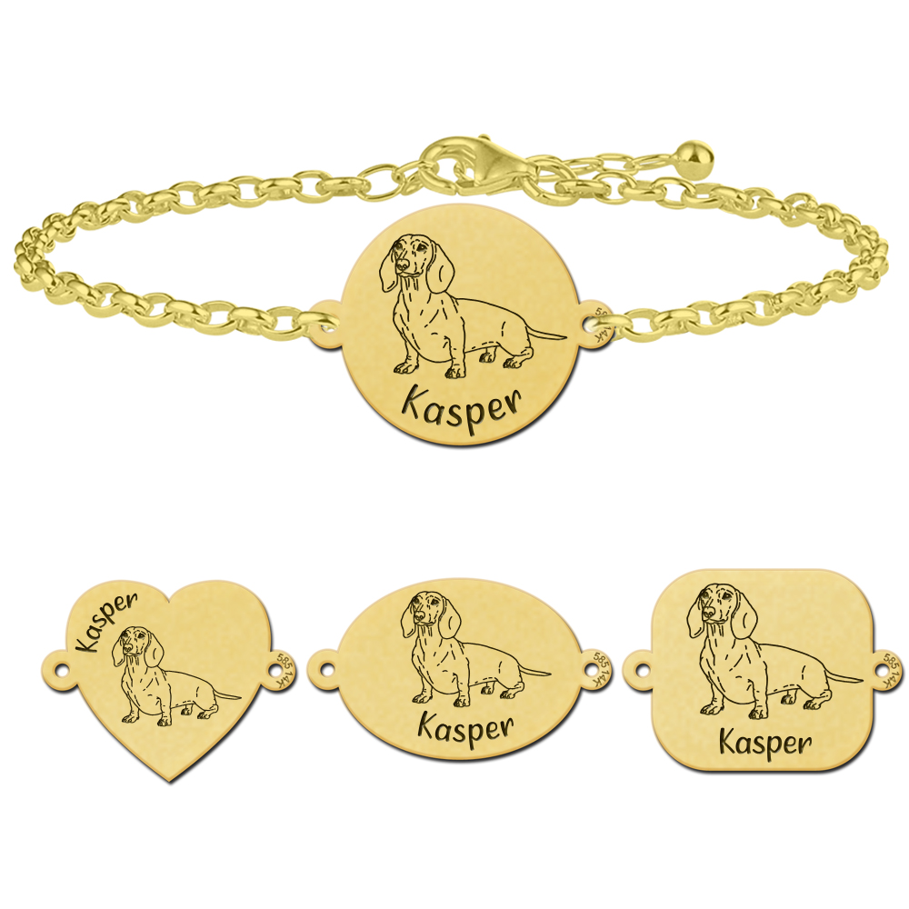 Gold dog bracelet dachshund