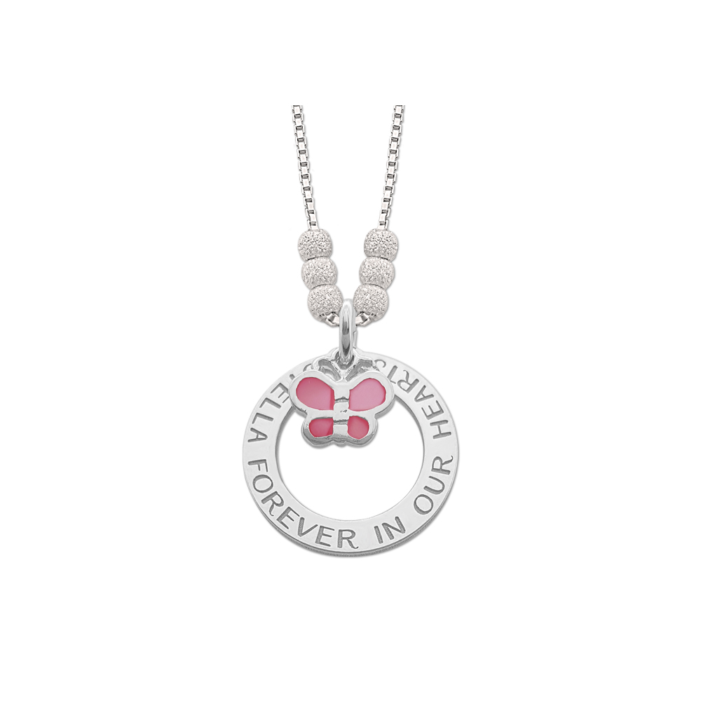 Mothers necklace with butterfly charm
