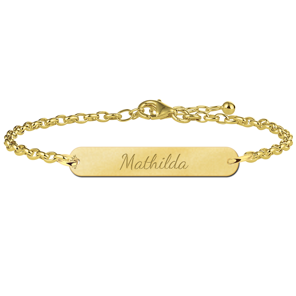 Golden personalised bracelet bar with name