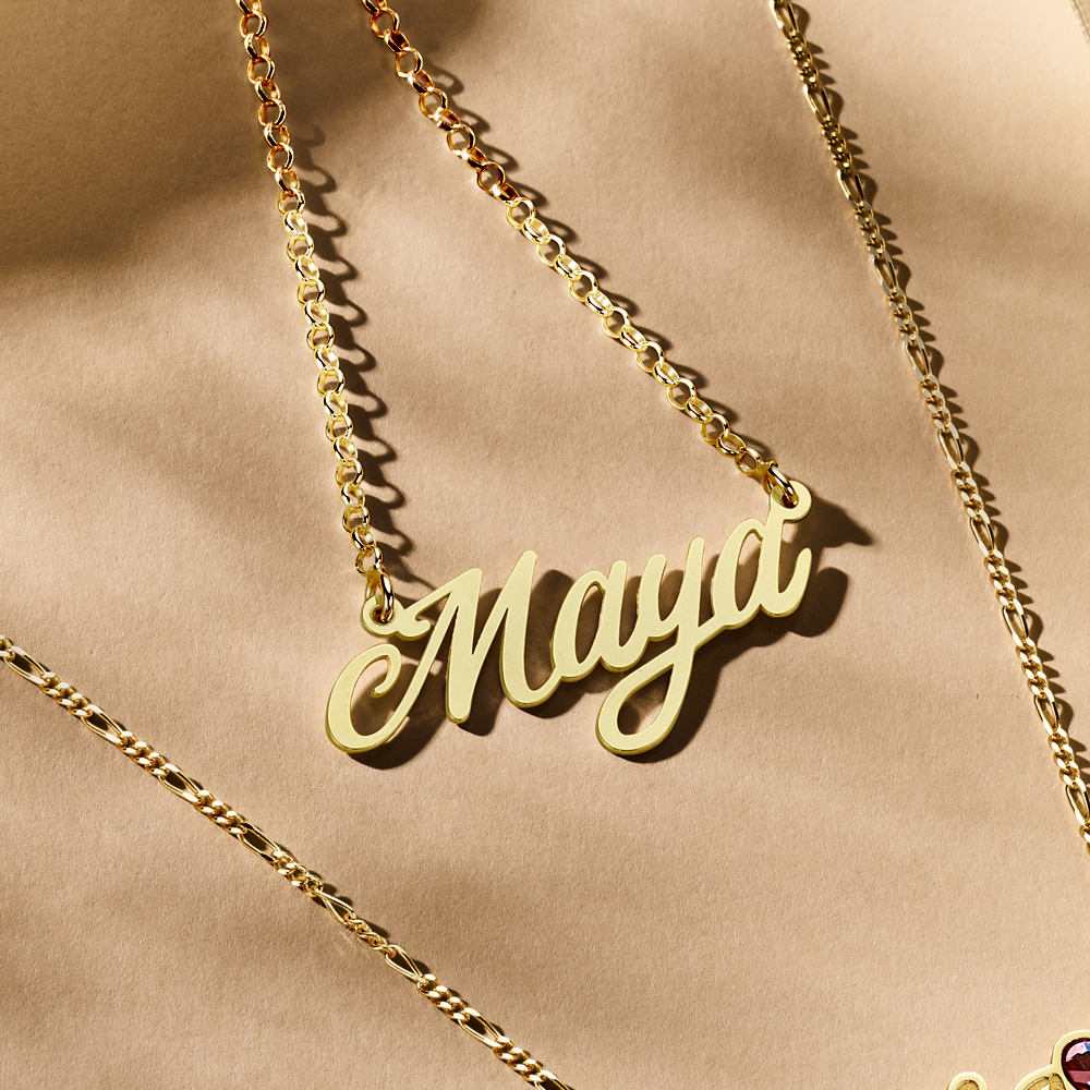 Gold name necklace model Maya