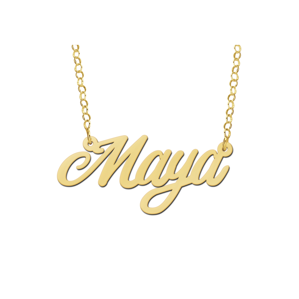 Gold name necklace model Maya