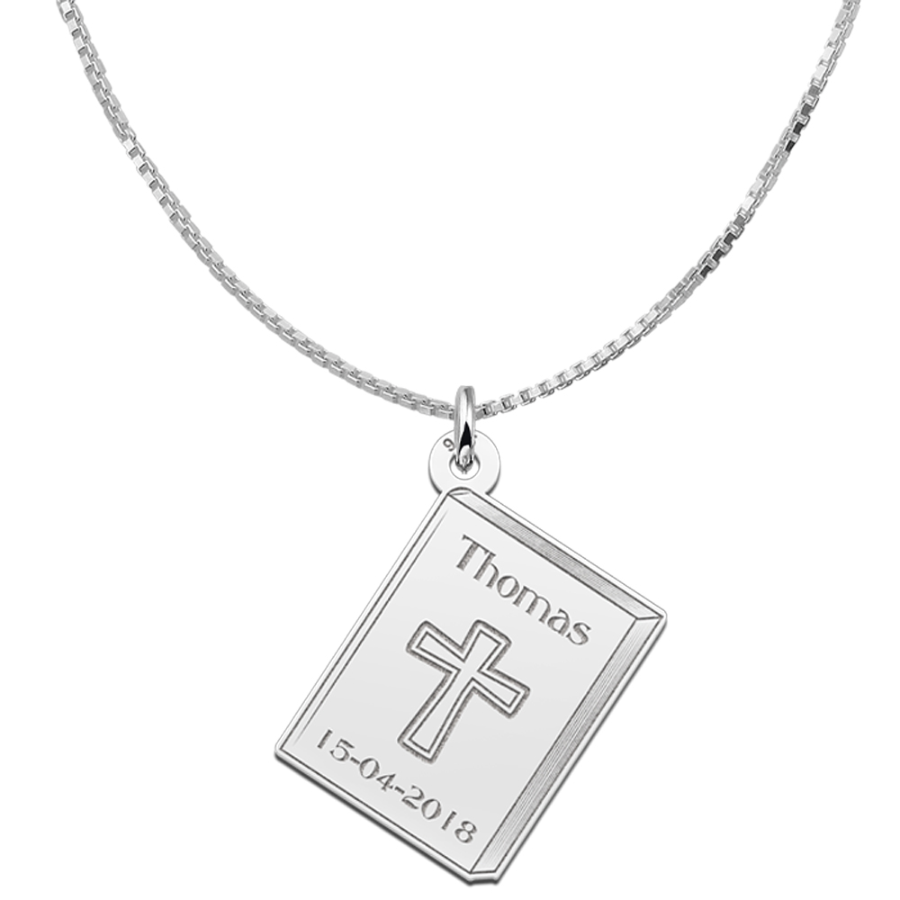 Silver Communion pendant with cross and engraving