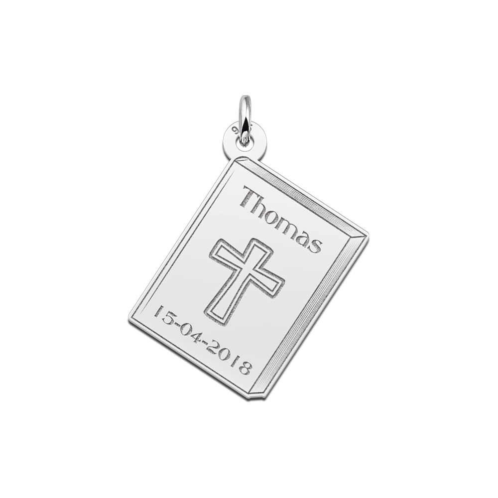 Silver Communion pendant with cross and engraving