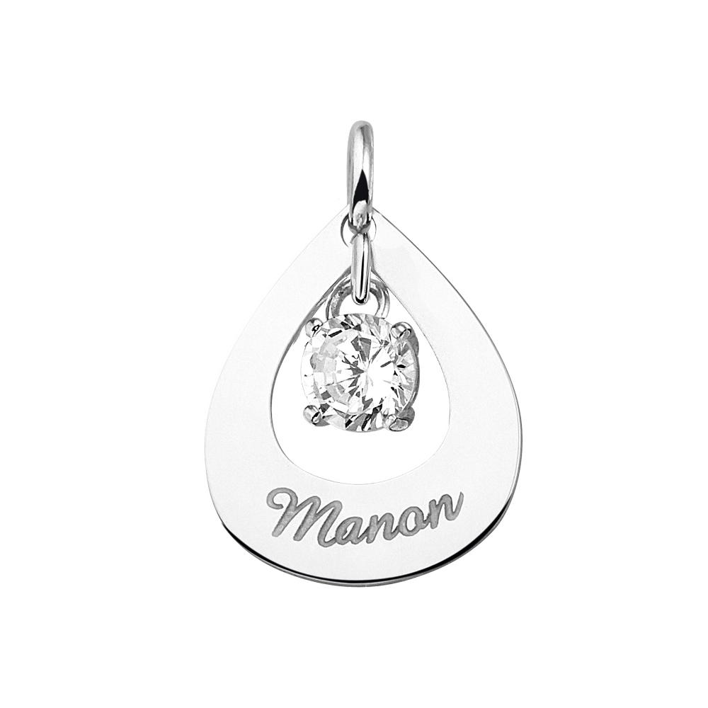 Silver pendant teardrop cubic zirconia