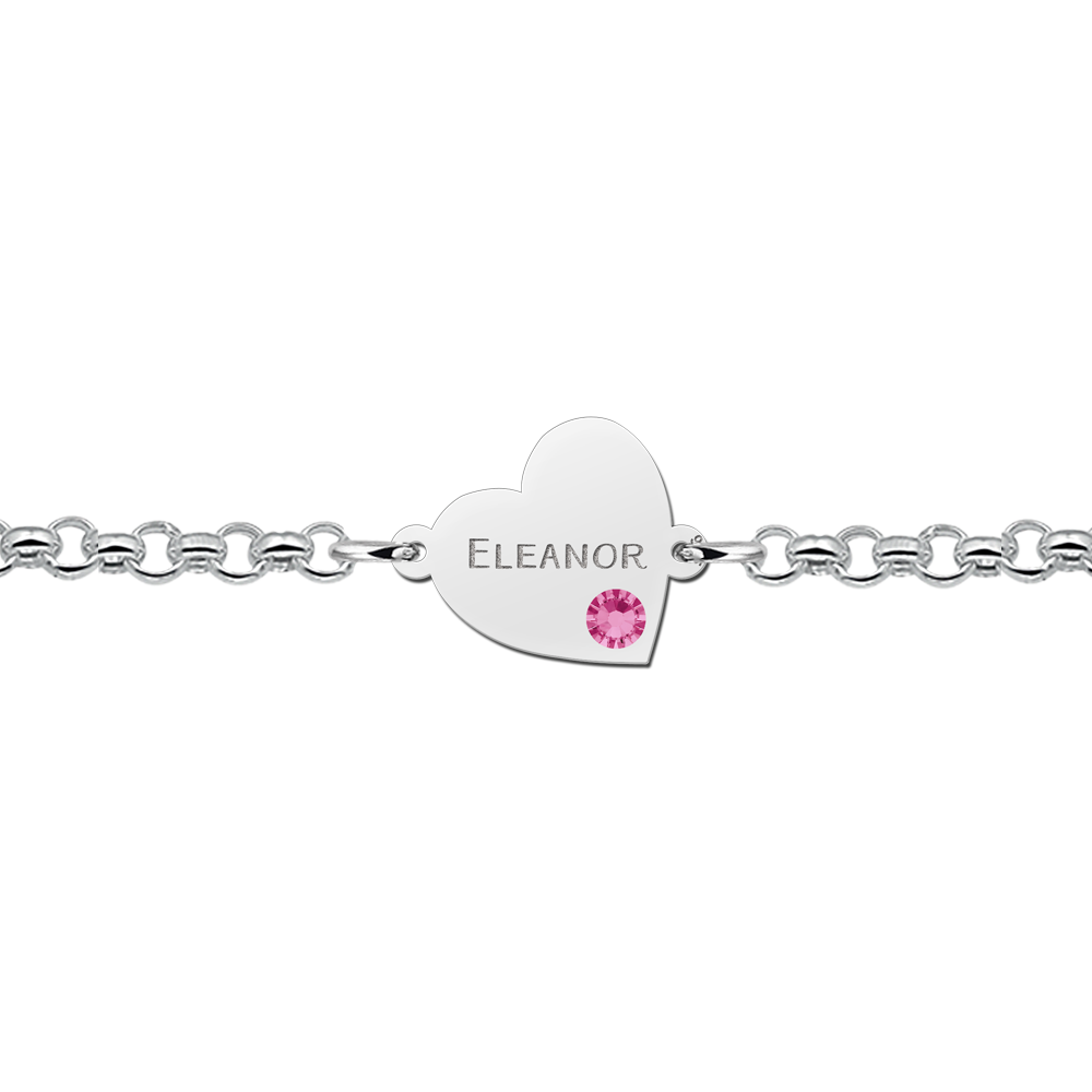Sterling silver heart bracelet with engraving