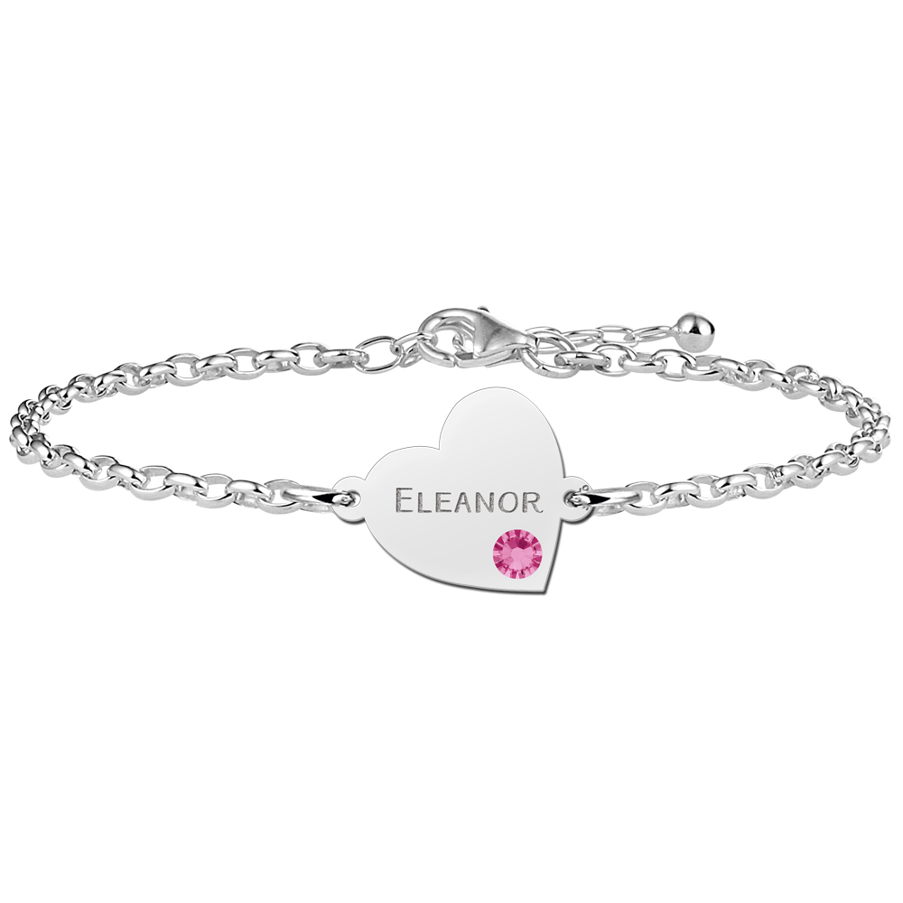 Sterling silver heart bracelet with engraving