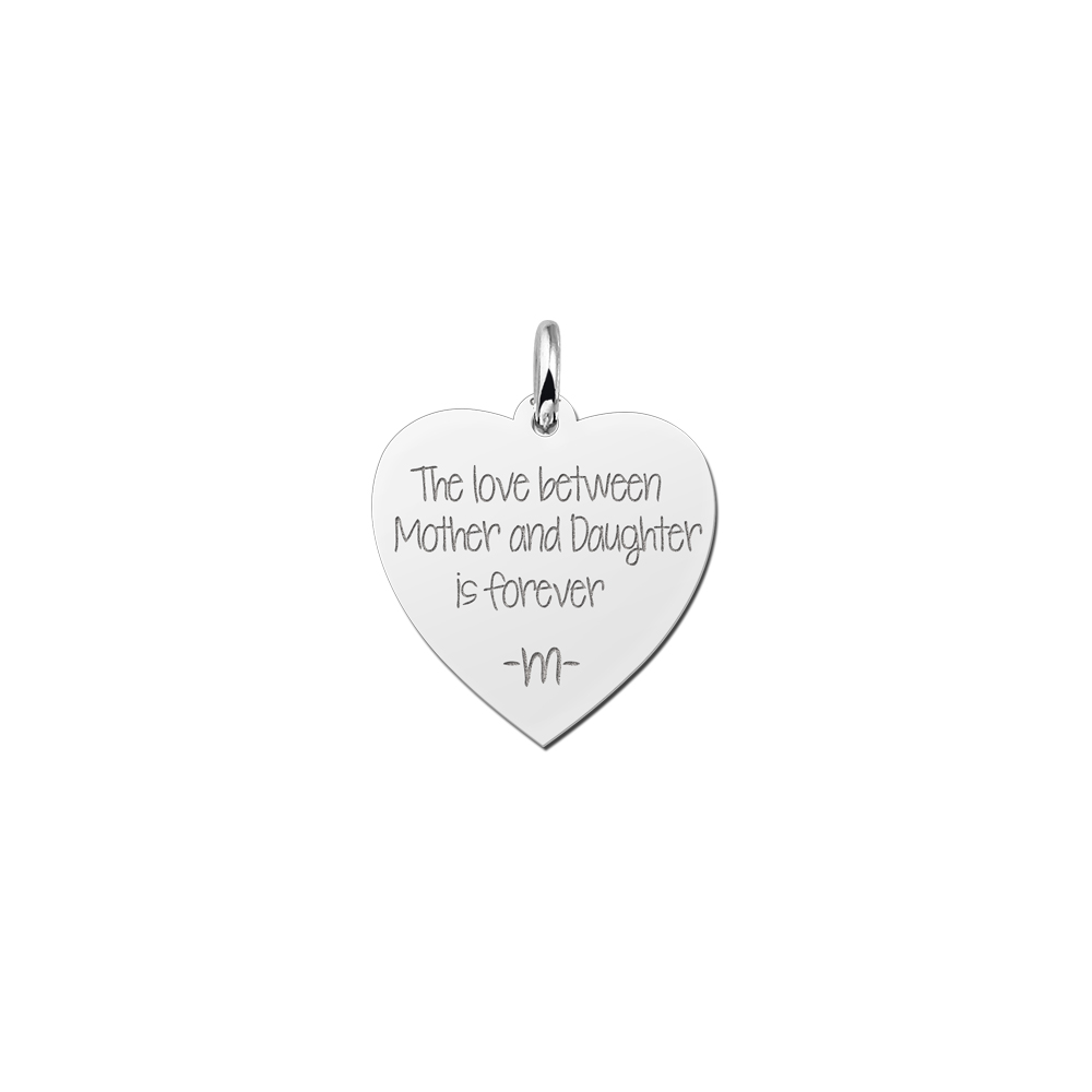 Silver Heart Pendant Engraved with Text