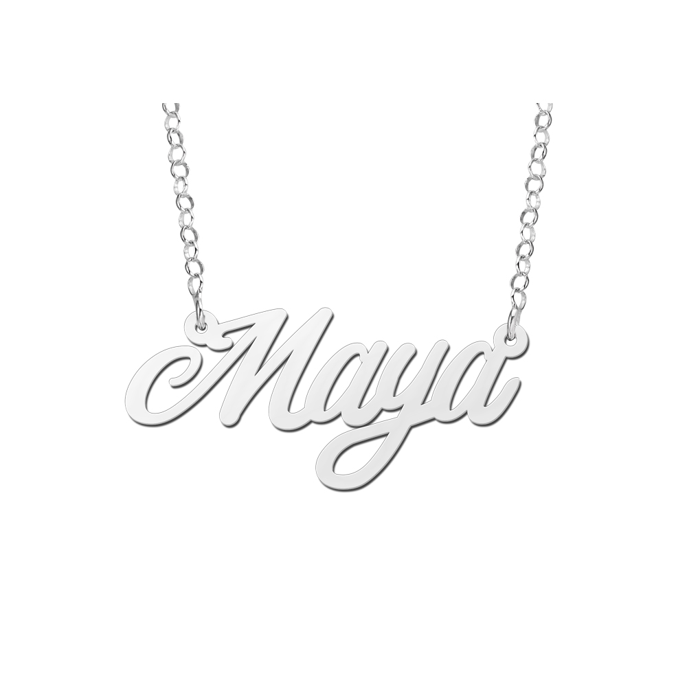 Silver name necklace model Maya