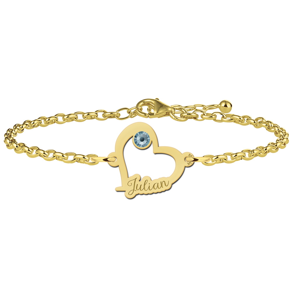 Hearts bracelet of gold with stone