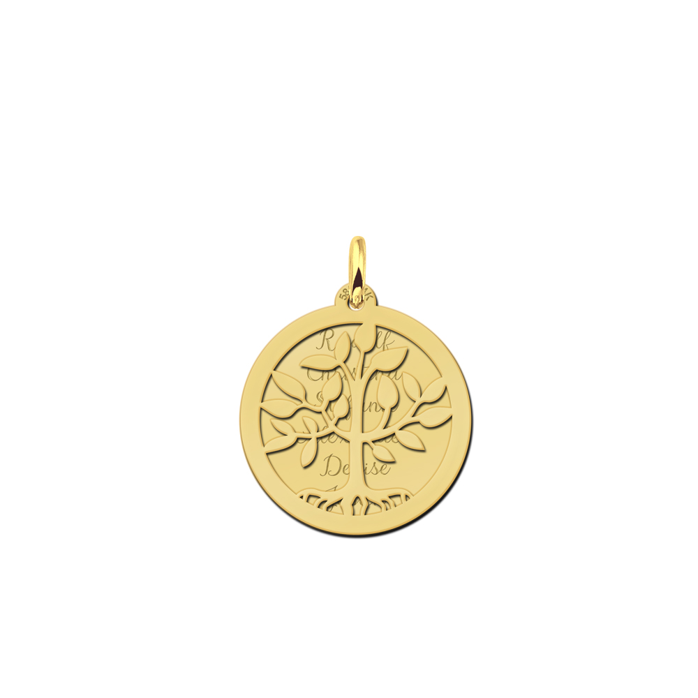 Gold tree of life necklace with two discs
