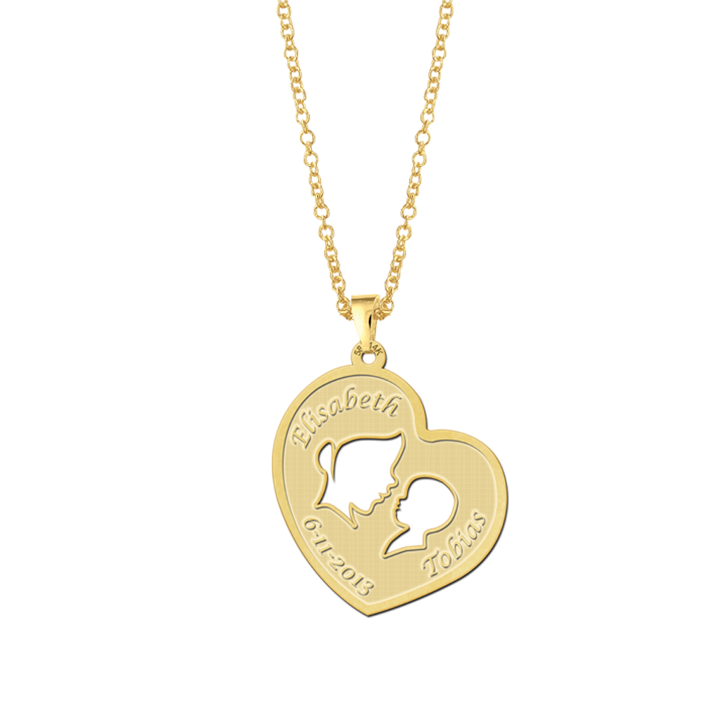Mother and child pendant gold