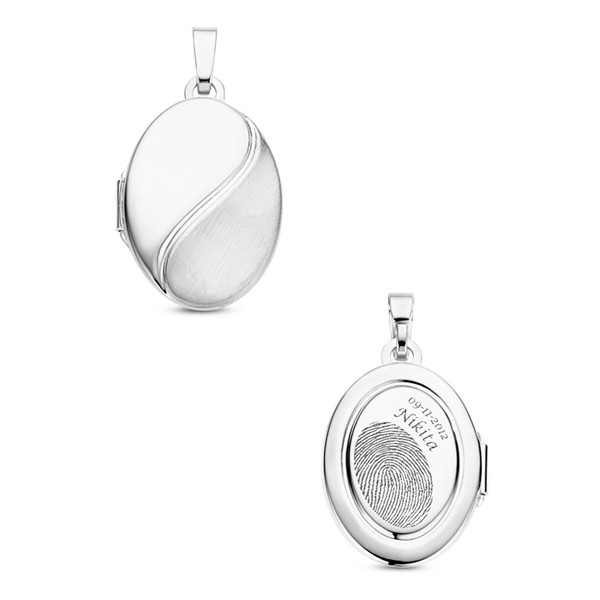 Silver oval  medallion in shiny and matt