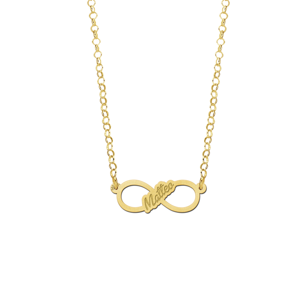 Gold infinity necklace written name - small