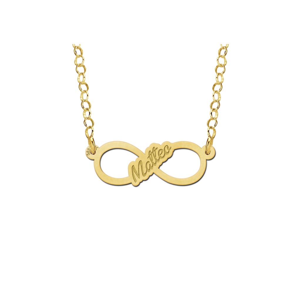 Gold infinity necklace written name - small