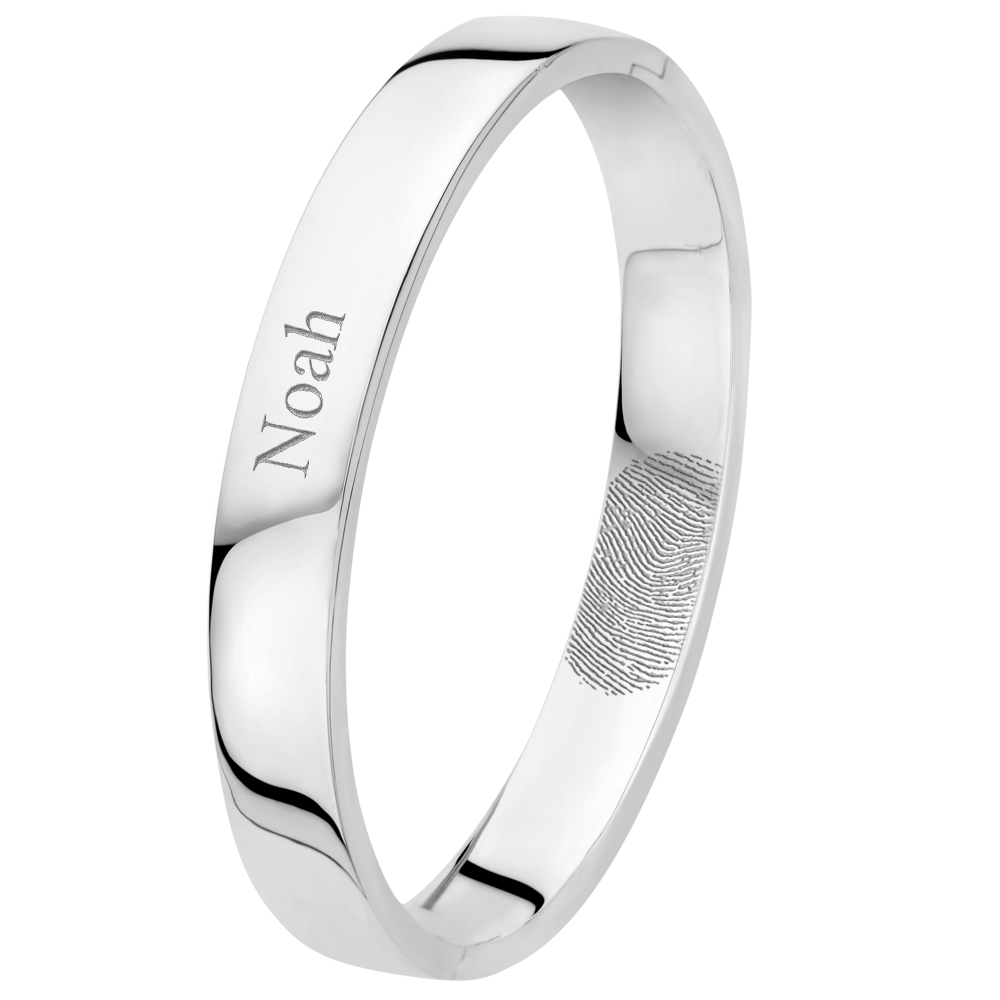 Bangle bracelet silver flat 10mm with engraving