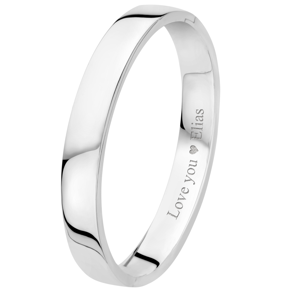 Bangle bracelet silver flat 10mm with engraving