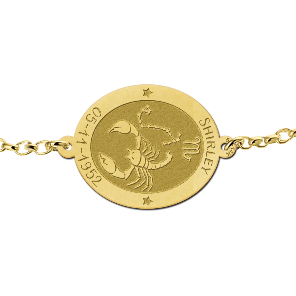 Golden zodiac bracelet oval Scorpio