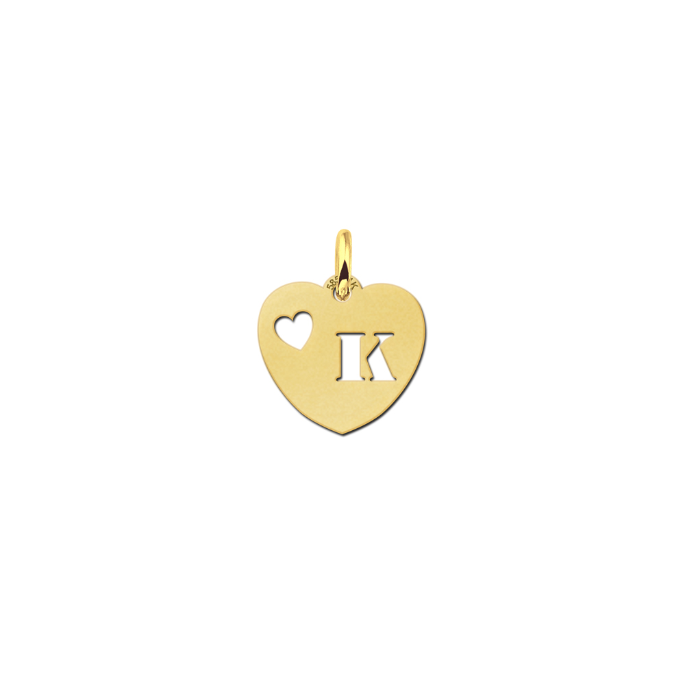 Golden Initialpendant Heart