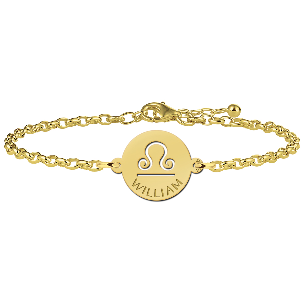 Golden zodiac bracelet round Libra