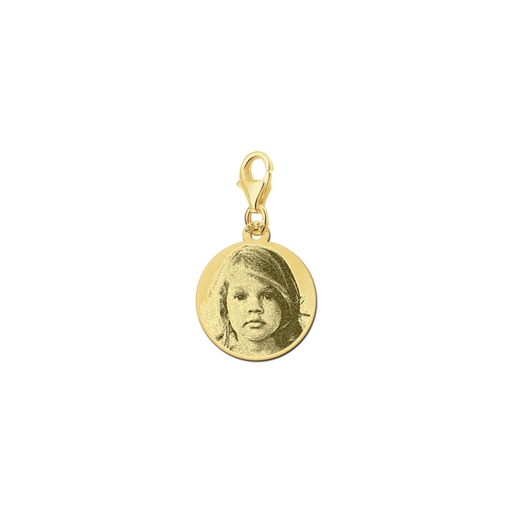Round photo pendant and carabiner gold