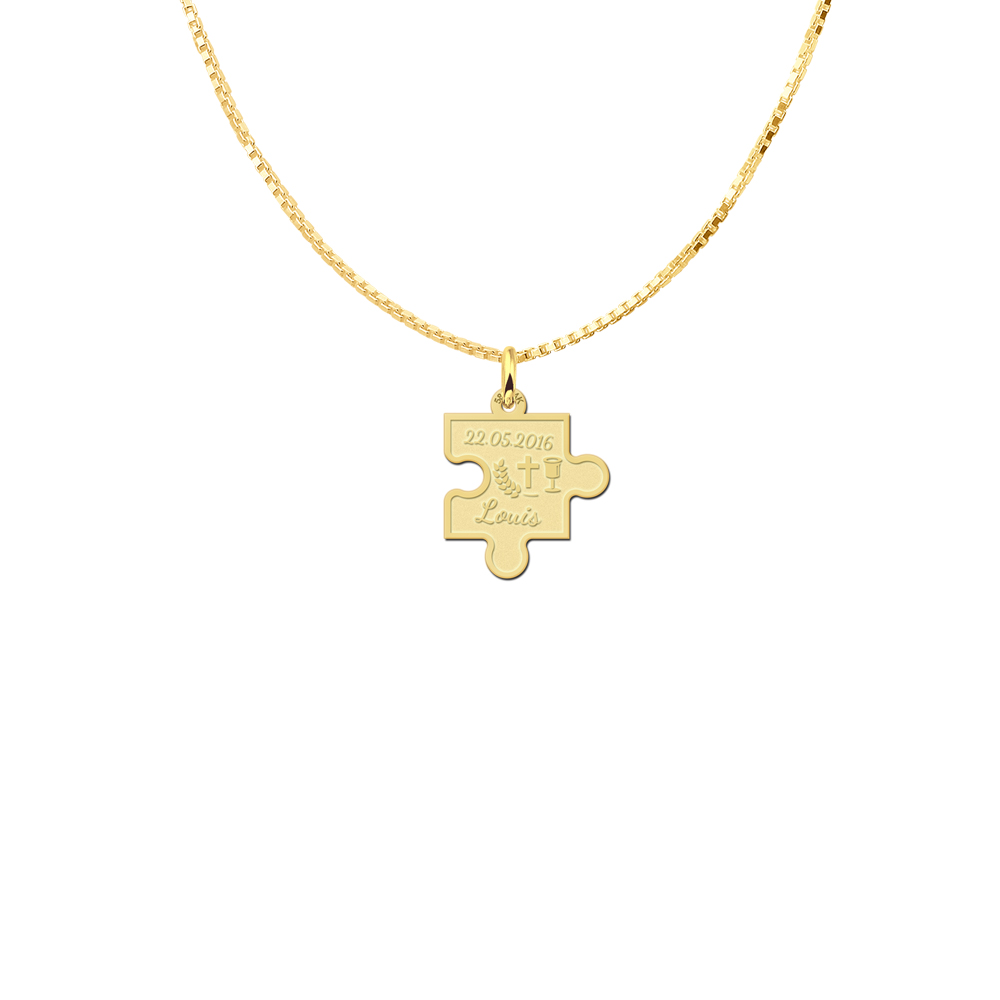 Golden communion pendant puzzle piece