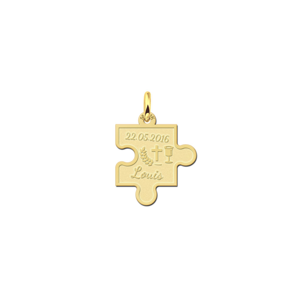 Golden communion pendant puzzle piece