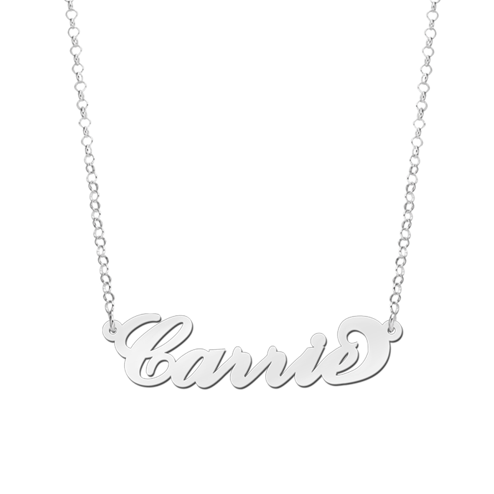 Silver Carrie Name Necklace