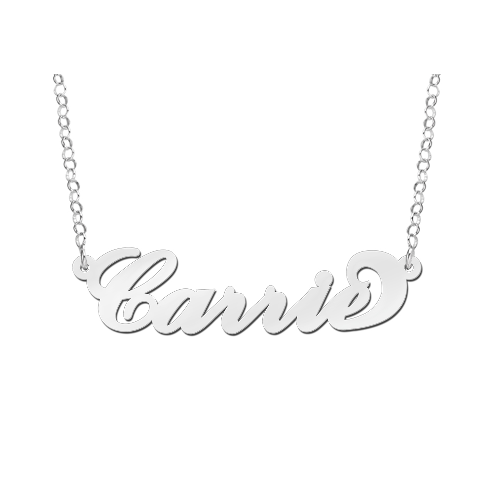 Silver Carrie name necklace