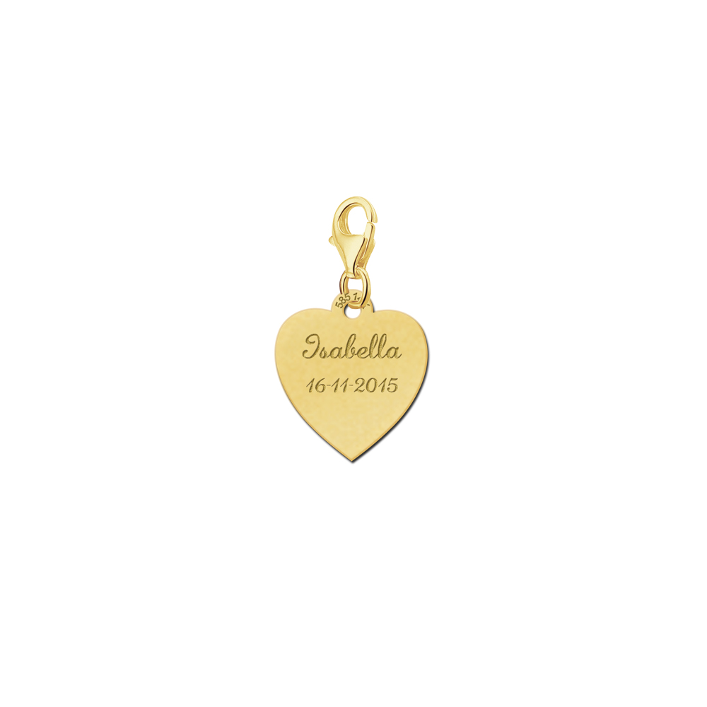 Golden charm heart with name and date