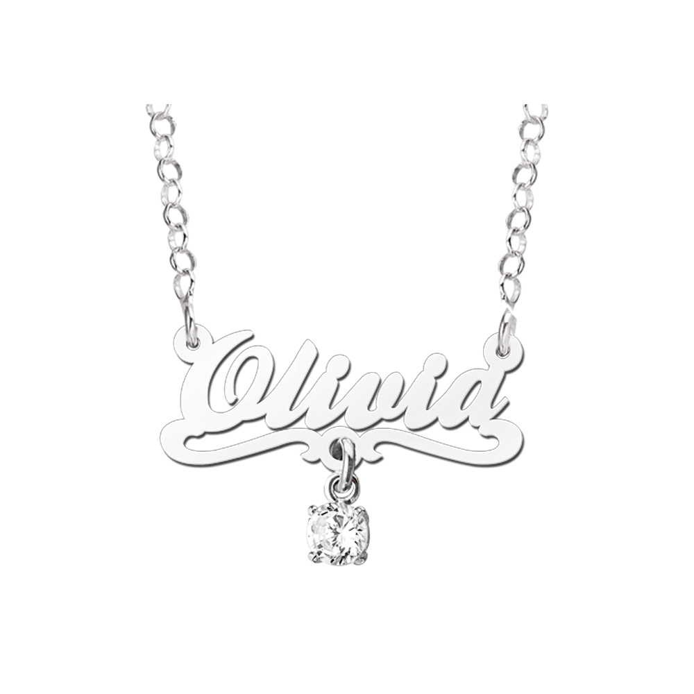Silver Kids Name Necklace, Model Olivia 
