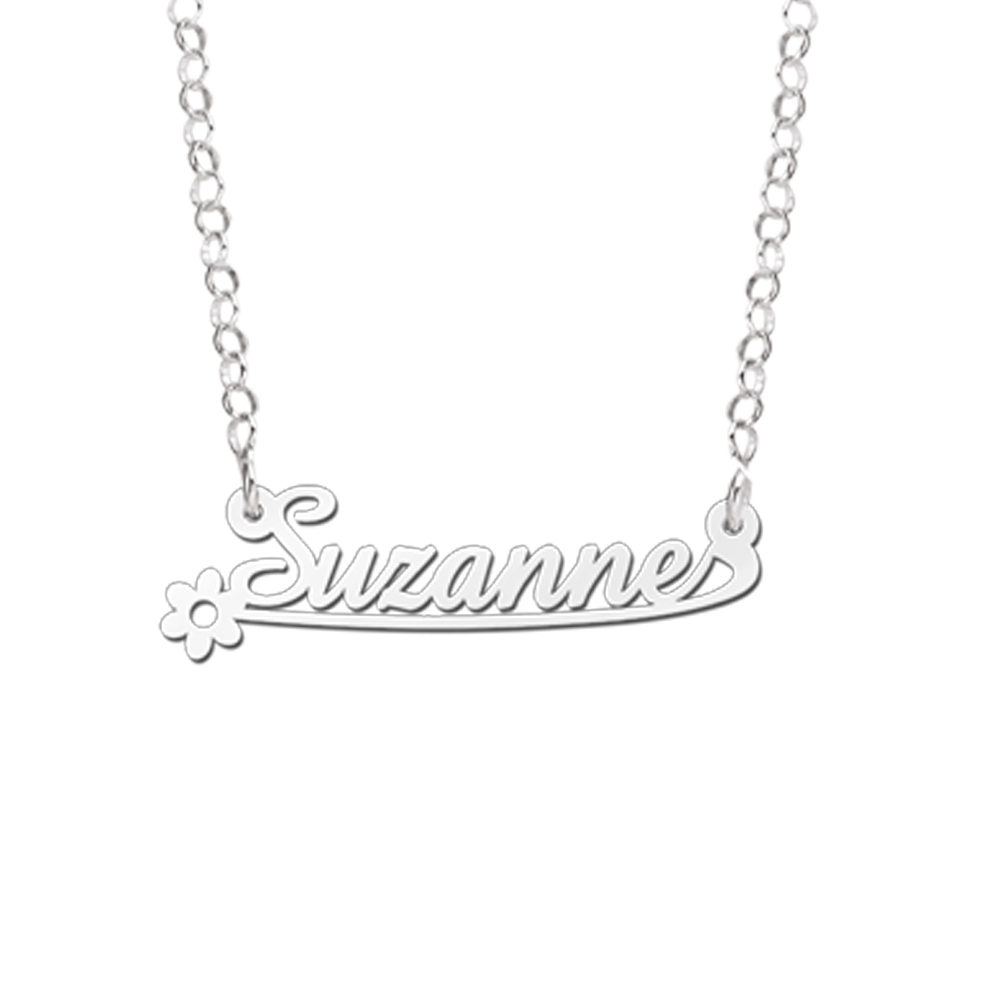 Silver Name Necklace for Kids, Model Suzanne