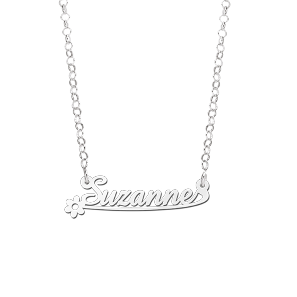 Silver Name Necklace for Kids, Model Suzanne