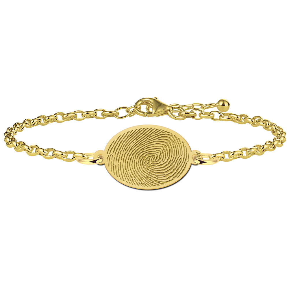 Golden fingerprint bracelet oval