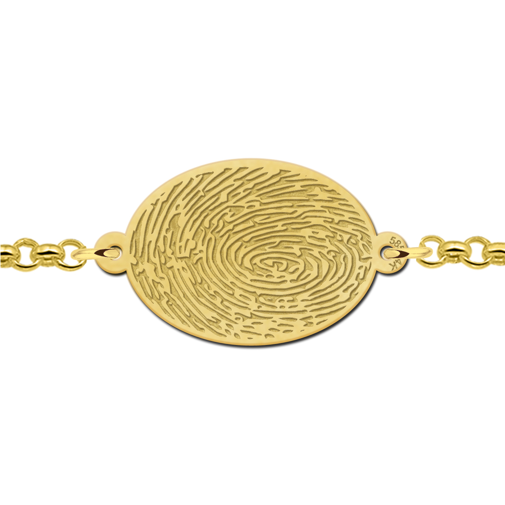 Golden fingerprint bracelet oval