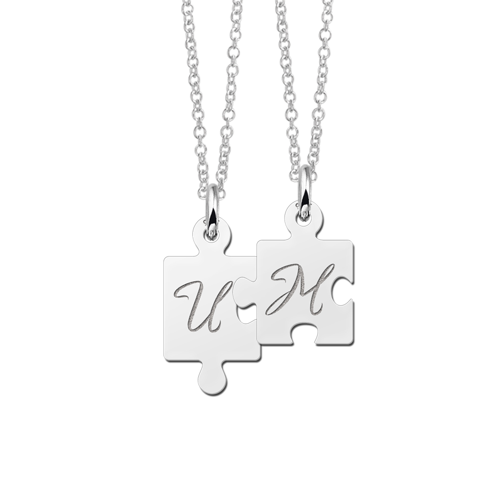 Silver puzzle necklace for friends